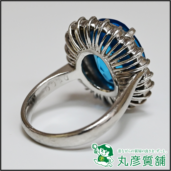 指輪　Pt900　ブルートパーズ11.2ct　ダイヤモンド1.0ct　13-5